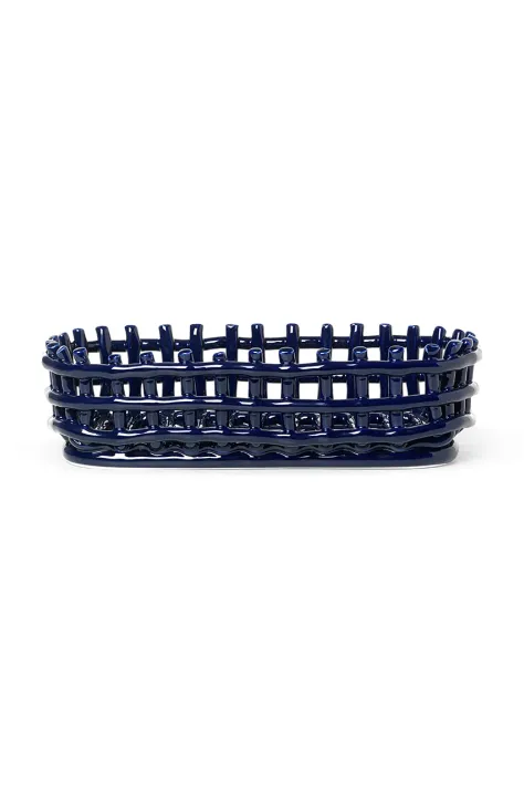 Καλάθι φρούτων ferm LIVING Ceramic Basket χρώμα: ναυτικό μπλε