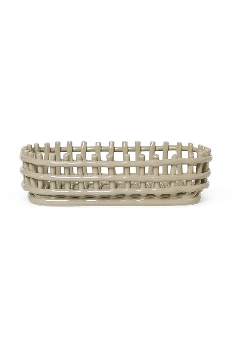 Dekorativní koš ferm LIVING Ceramic Basket béžová barva