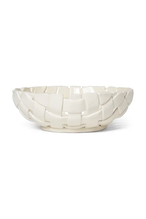 Διακοσμητικό μπολ ferm LIVING Plait χρώμα: άσπρο