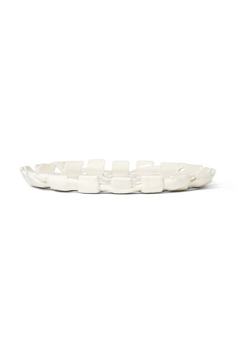 Dekorativní talíř ferm LIVING Plait Platter bílá barva