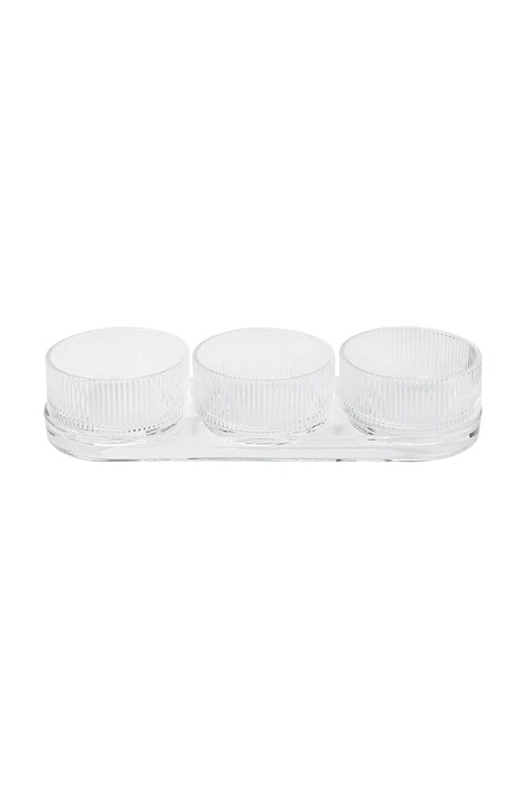 Stelton zestaw miseczek do serwowania z podstawką Pilastro 3-pack kolor transparentny