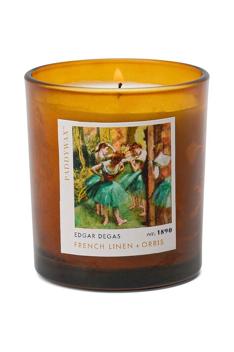 Vonná sójová sviečka Paddywax Impressionist, Degas Dancers 'Pink & Green' 170 g hnedá farba