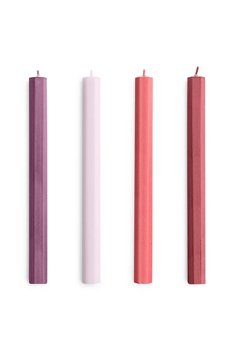 HAY zestaw świec Hexagon Candle 2,2 x 24 cm 4-pack kolor różowy