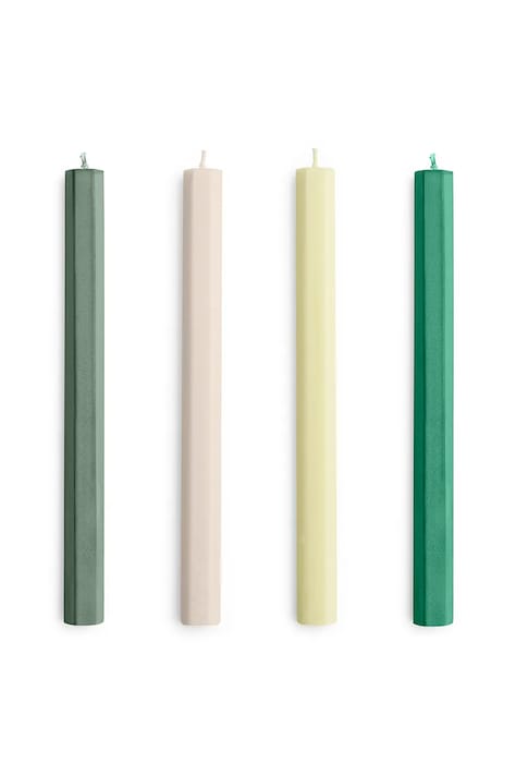 HAY zestaw świec Hexagon Candle 2,2 x 24 cm 4-pack kolor zielony