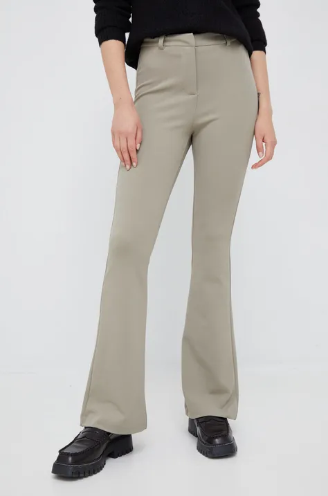 Kalhoty Vero Moda dámské, zelená barva, zvony, high waist