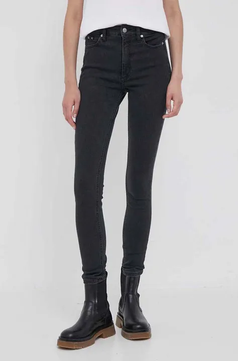 Kavbojke Calvin Klein Jeans ženski, črna barva