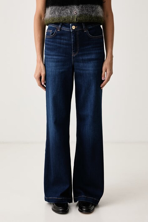 Mos Mosh Jeansy wide leg damskie niebieskie 166400