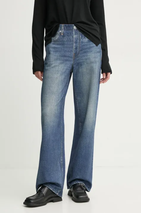 Rag & Bone jeansy damskie kolor niebieski szerokie high waist WCW23F70018201