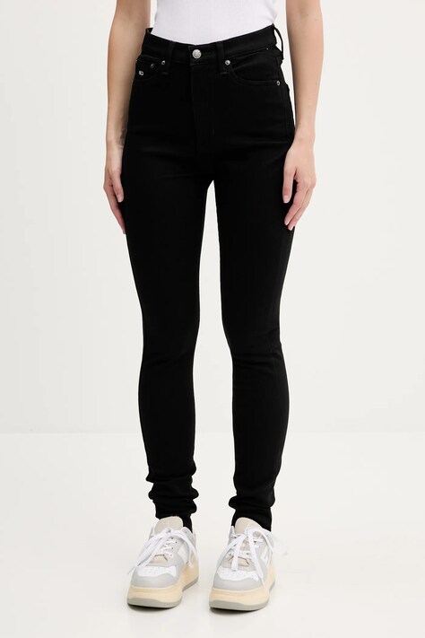 Džíny Tommy Jeans dámské, černá barva, DW0DW19936