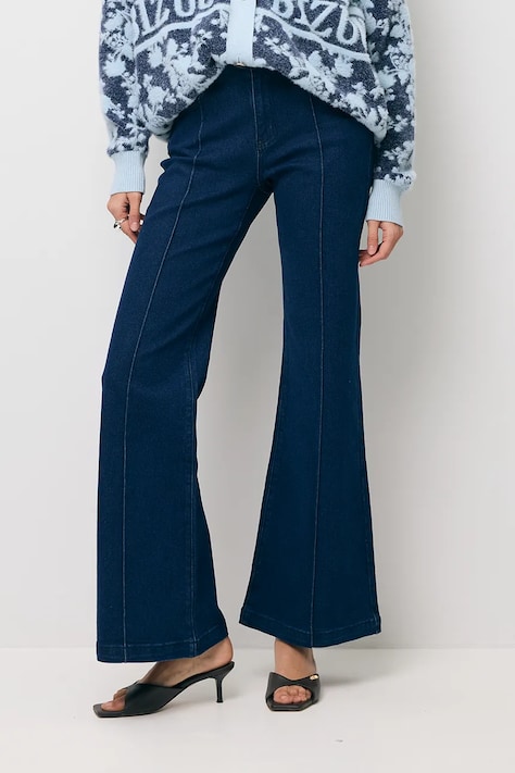 BIZUU jeansy flare damskie BELINNA granatowe BELINNA GRANATOWY