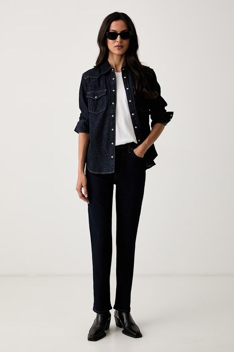 Levi's slim fit γυναικεία 722 HIGH RISE SLIM σκούρα μπλε 008MC