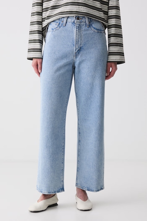 Levi's дънки прави дамски HIGH WAISTED STRAIGHT сини A0092