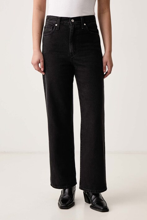 Levi's Jeansy straight damskie HIGH WAISTED STRAIGHT czarne A0092