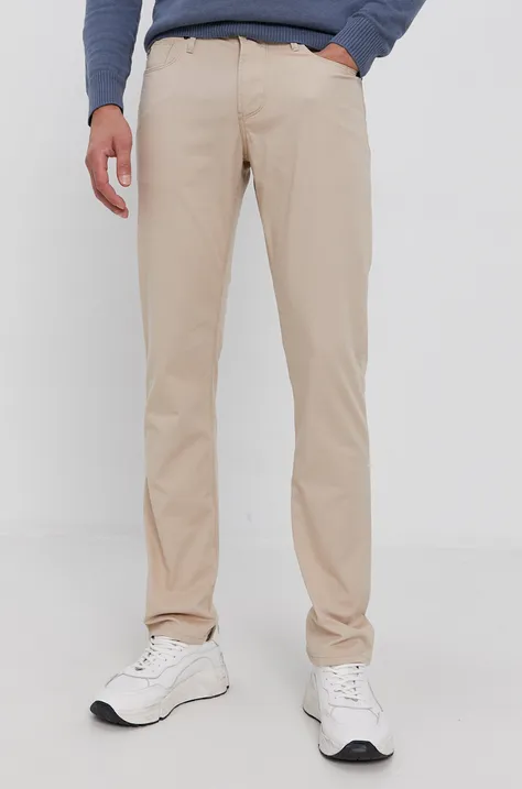 Emporio Armani spodnie męskie kolor beżowy dopasowane