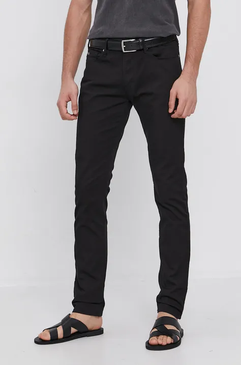 Emporio Armani spodnie męskie kolor czarny dopasowane