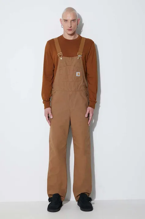 Carhartt WIP denim overalls brown color