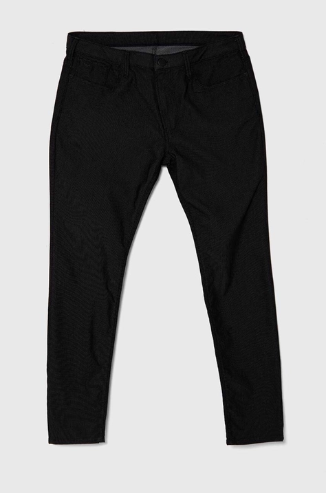 Emporio Armani pantaloni barbati, culoarea negru, mulata