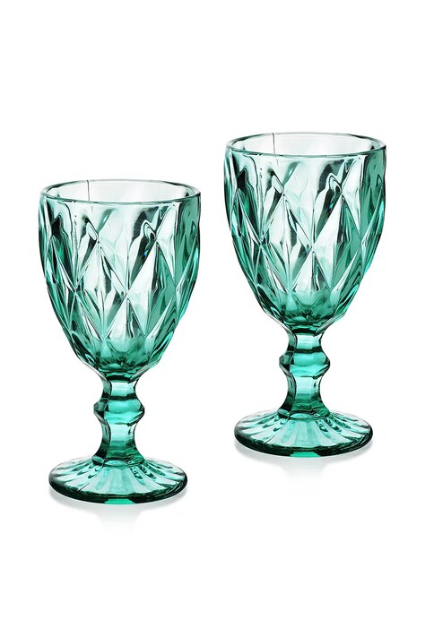Affek Design set de pahare de vin Elise Turquise 300 ml 6-pack culoarea turcoaz, 0