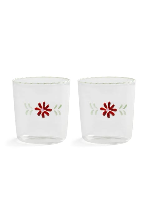 &k amsterdam set de pahare flora red 300 ml 2-pack culoarea transparent