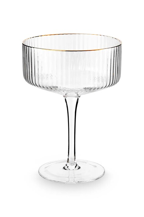 vtwonen kieliszek do szampana Gold Rim 300 ml kolor transparentny