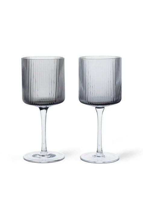 ferm LIVING zestaw kieliszków do wina Ripple 260 ml 2-pack kolor czarny