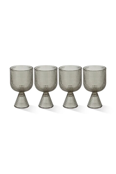 Pols Potten zestaw kieliszków do wina Rooftop 390 ml 4-pack kolor szary