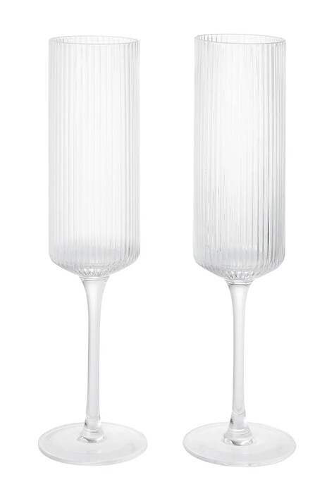 Ferm Living Zestaw kieliszków do szampana ze szkła Ripple 1104271423