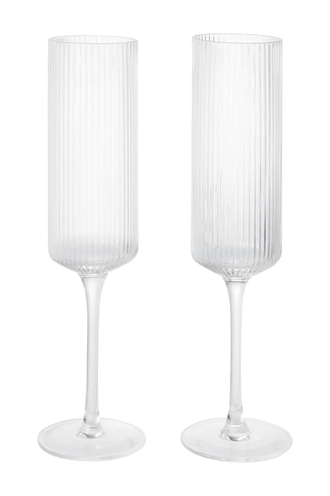 Ferm Living Zestaw kieliszków do szampana ze szkła Ripple 1104271423