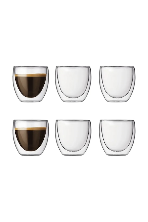 Bodum sada šálok na espresso z borosilikátového skla Pavina 0,08 l 4557-10-12