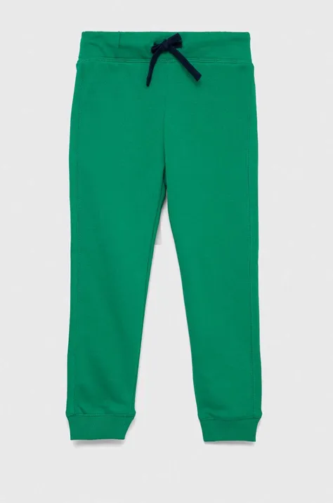 United Colors of Benetton pantaloni de trening din bumbac pentru copii culoarea gri, neted