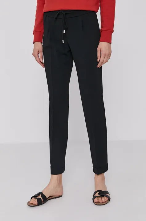 Kalhoty Boss dámské, černá barva, jednoduché, high waist, 50427841