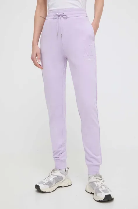 Armani Exchange spodnie damskie kolor fioletowy gładkie 8NYPFX YJ68Z NOS
