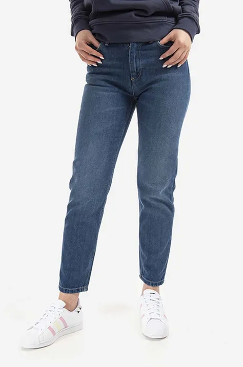 Carhartt WIP jeansy Page Carrot Ankle Pant damskie kolor granatowy high waist I027402.-BLUEDENIML