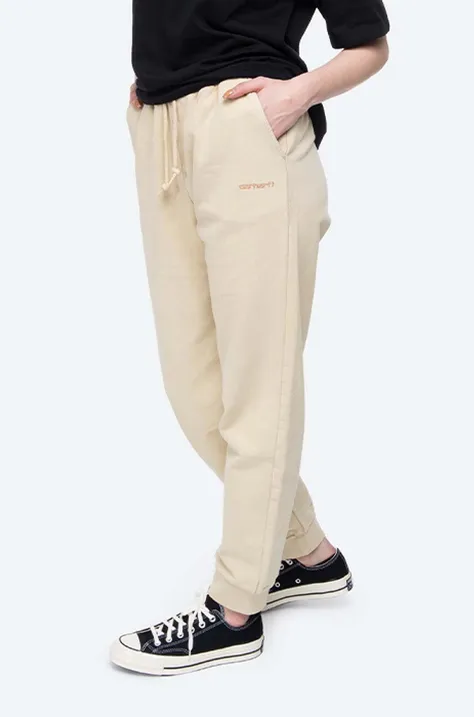 Carhartt WIP spodnie dresowe bawełniane Mosby Script Sweat kolor brązowy I028597.-DUSTY.H.BR