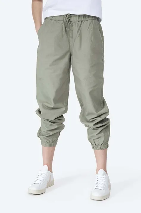 Kalhoty Converse Go To Woven dámské, zelená barva, medium waist, 10021753.A02-GREEN