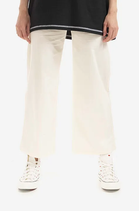 Converse spodnie damskie kolor beżowy szerokie high waist 10022968.A01-CREAM