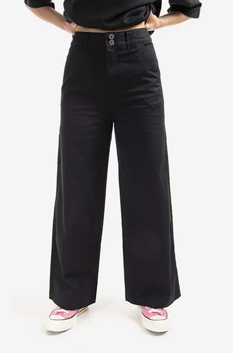 Kalhoty Converse Wide Leg Carpenter dámské, černá barva, široké, high waist, 10022968.A03-BLACK