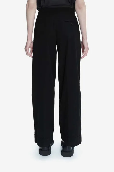 A.P.C. pantaloni de bumbac culoarea negru, drept, high waist COFAM.F08427-BLACK