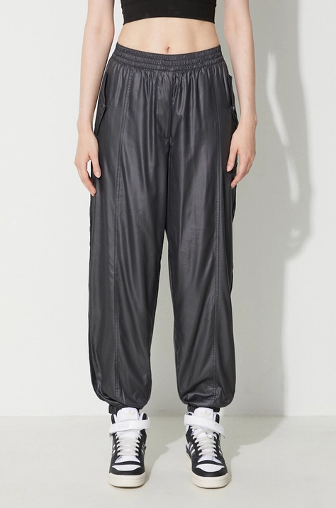 Kalhoty adidas Woven Jogger HR3425 dámské, černá barva, high waist