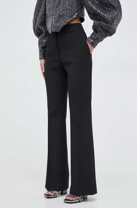 HUGO spodnie damskie kolor czarny dzwony high waist