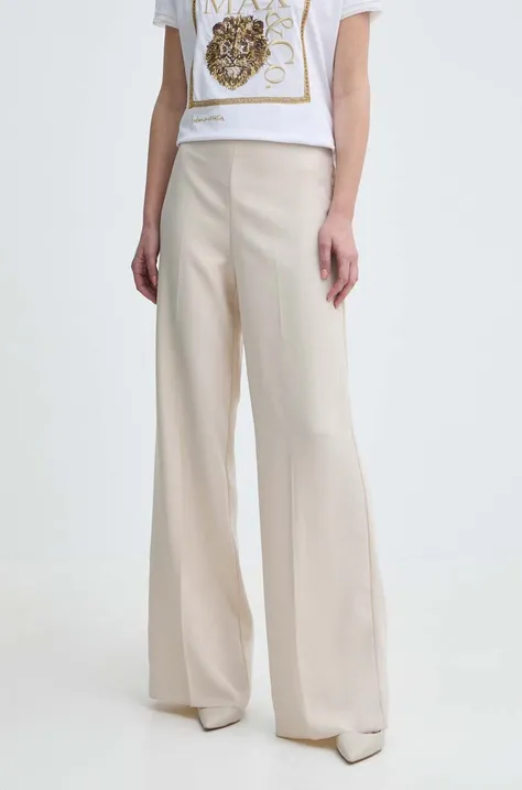 MAX&Co. spodnie damskie kolor beżowy proste high waist 2418131034200