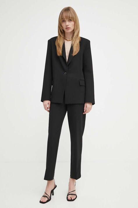 Штани 2NDDAY Anny - Attired Suiting жіночі колір чорний облягаюче висока посадка 2000162119