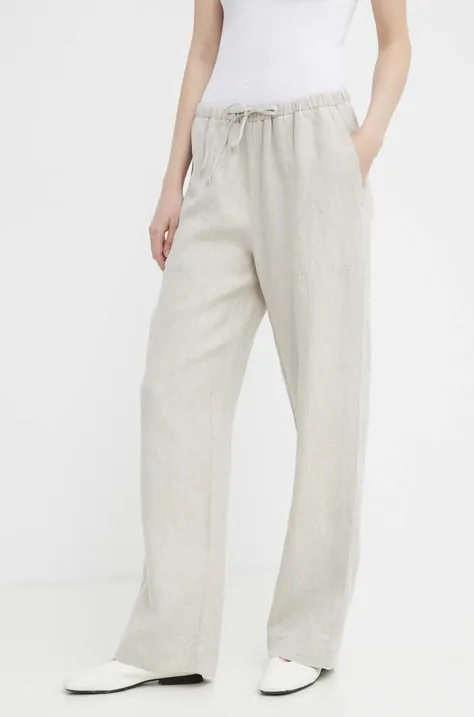 Plátěné kalhoty Marc O'Polo béžová barva, jednoduché, high waist, M04028610381