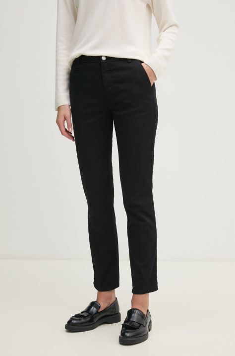 United Colors of Benetton pantaloni femei, culoarea negru, mulata, medium waist, 4GD7DF061