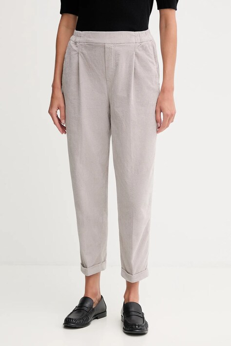 United Colors of Benetton spodnie sztruksowe damskie kolor szary proste high waist 4HA2556K4