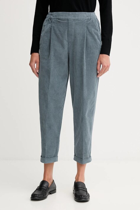 United Colors of Benetton spodnie sztruksowe damskie kolor szary proste high waist 4HA2556K4