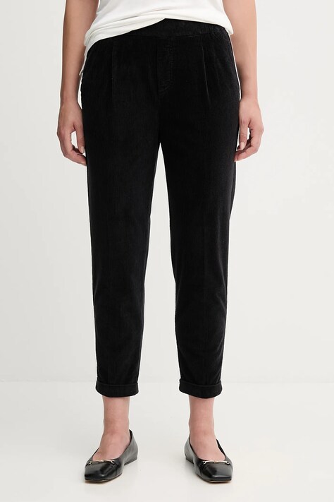 United Colors of Benetton pantaloni de catifea cord culoarea negru, drept, high waist, 4HA2556K4