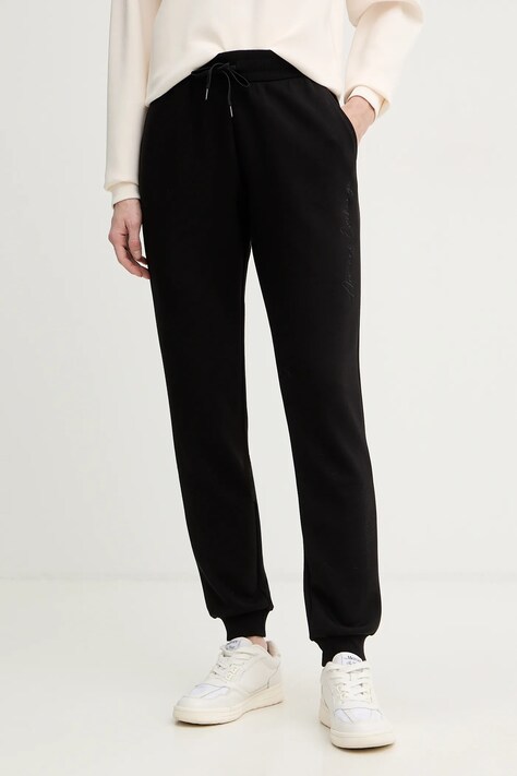 Armani Exchange spodnie dresowe damskie kolor czarny gładkie XW000837 AF13397