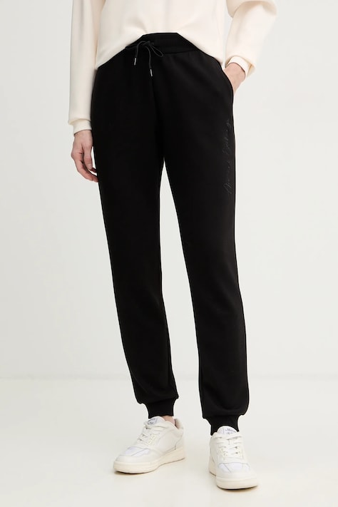 Armani Exchange spodnie dresowe damskie kolor czarny gładkie XW000837 AF13397
