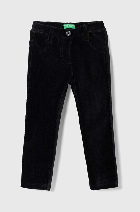United Colors of Benetton pantaloni copii culoarea negru, neted